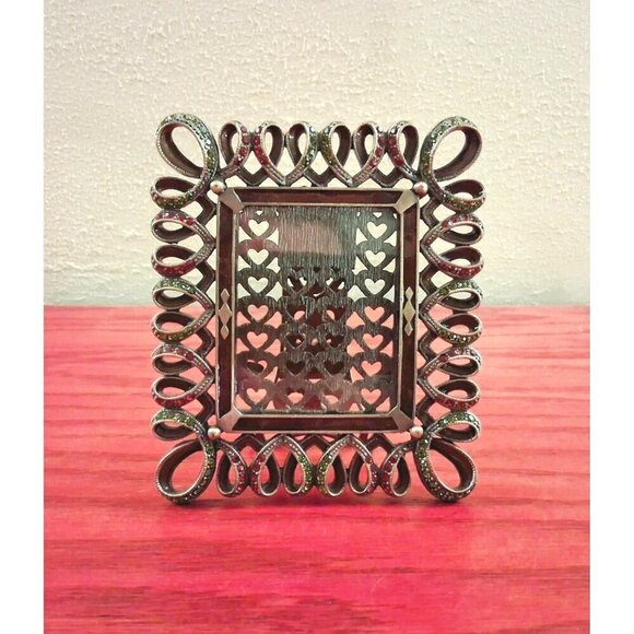 Frame Picture Photo Tizo Italy Jeweled Heart Swarovski Crystal Small Signed Vtg - Picture 1 of 6